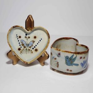 Tonala Folk Art Pottery Planter and Dish Heart